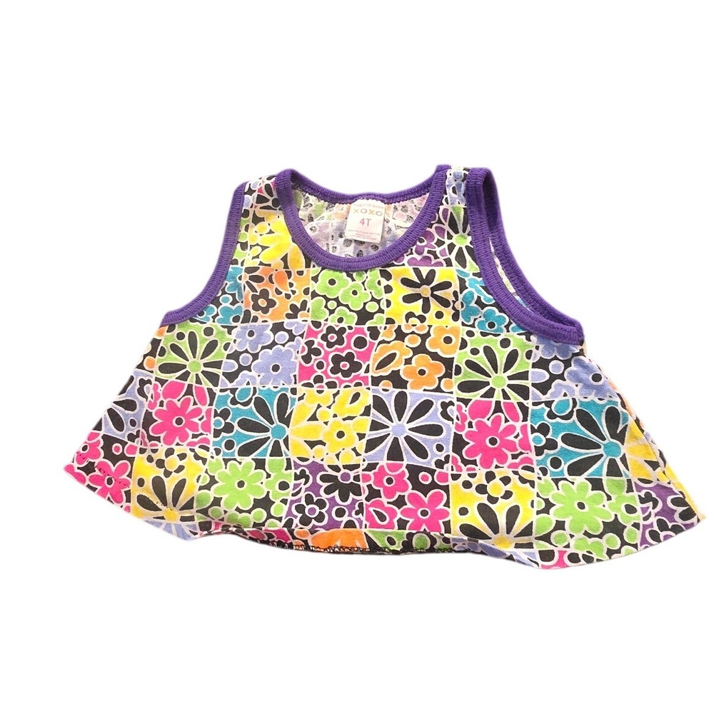 Hugsnkisses XOXO‎ 4T Floral Print Baby Toddler Girl Tank Top Colorful